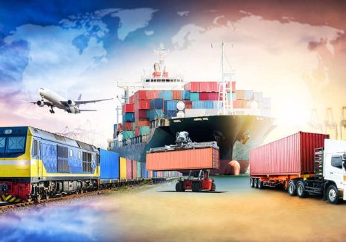Global business logistics import export background and container cargo freight ship transport concept
